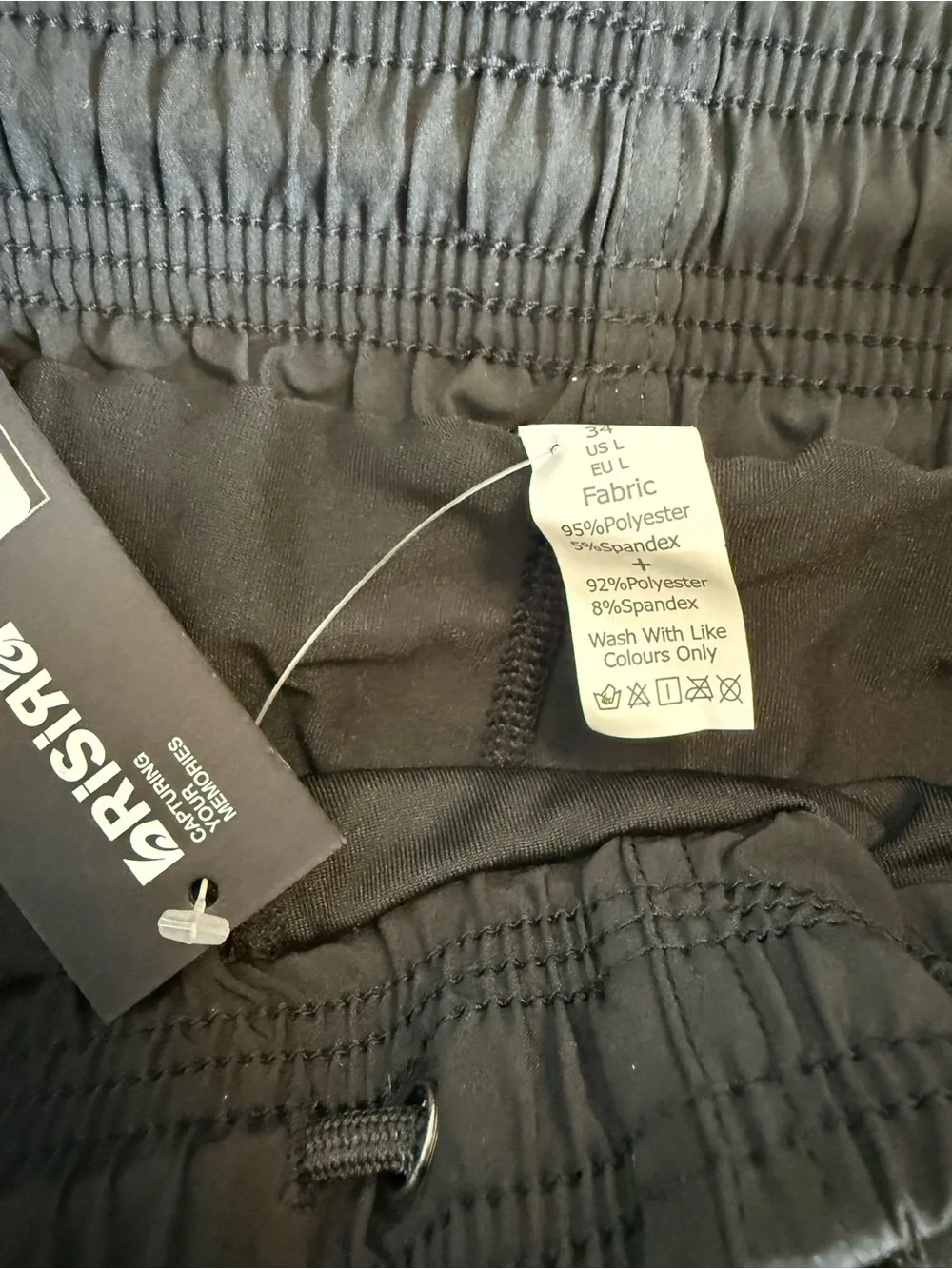 Brisira Men’s Drawstring Swim Trunks Size 34 Large Black Quick Dry 5” Lined  NWT